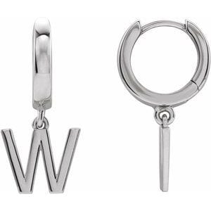 14K WHITE INITIAL W HINGED HUGGIE EARRING