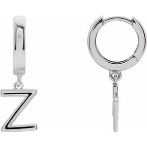 14K WHITE INITIAL Z HINGED HUGGIE EARRING