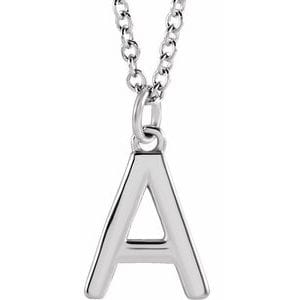 14K WHITE INITIAL A DANGLE 18" NECKLACE