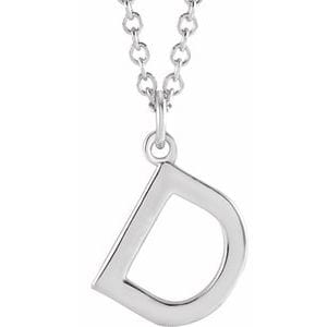 14K WHITE INITIAL D DANGLE 18" NECKLACE