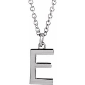 14K WHITE INITIAL E DANGLE 18" NECKLACE