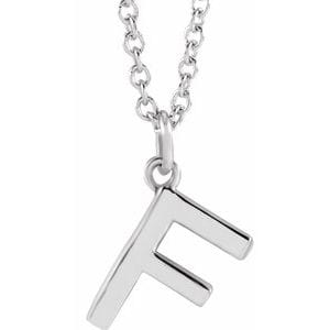 14K WHITE INITIAL F DANGLE 16" NECKLACE