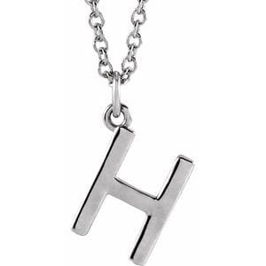 14K WHITE INITIAL H DANGLE 18" NECKLACE