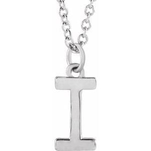 14K WHITE INITIAL I DANGLE 16" NECKLACE