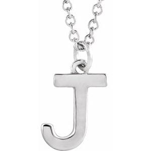 14K WHITE INITIAL J DANGLE 16" NECKLACE