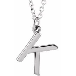 14K WHITE INITIAL K DANGLE 16" NECKLACE