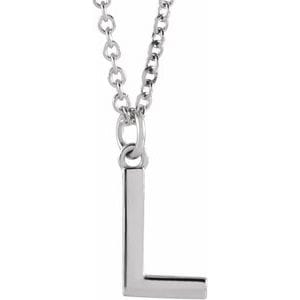 14K WHITE INITIAL L DANGLE 16" NECKLACE