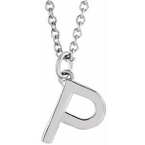 14K WHITE INITIAL P DANGLE 16" NECKLACE