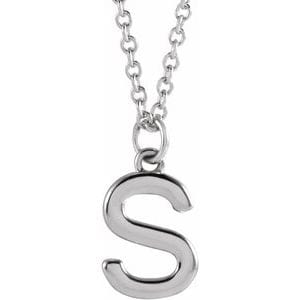 14K WHITE INITIAL S DANGLE 16" NECKLACE