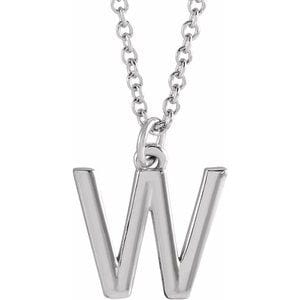 14K WHITE INITIAL W DANGLE 18" NECKLACE