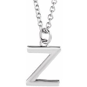 14K WHITE INITIAL Z DANGLE 16" NECKLACE