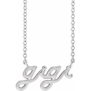 14K WHITE LOWERCASE SCRIPT GIGI 18" NECKLACE