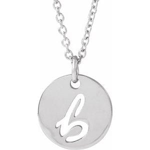14K WHITE SCRIPT INITIAL B 16-18" NECKLACE