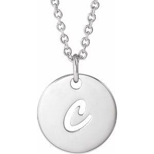 PLATINUM SCRIPT INITIAL C 16-18" NECKLACE