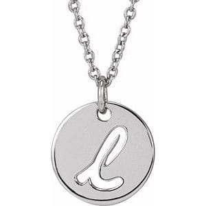 14K WHITE SCRIPT INITIAL L 16-18" NECKLACE