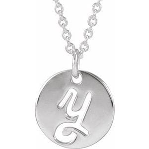 PLATINUM SCRIPT INITIAL Y 16-18" NECKLACE