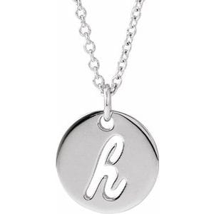 14K WHITE SCRIPT INITIAL H 16-18" NECKLACE