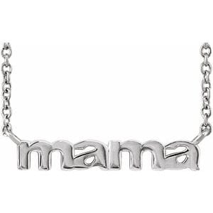 14K WHITE MAMA 16" NECKLACE