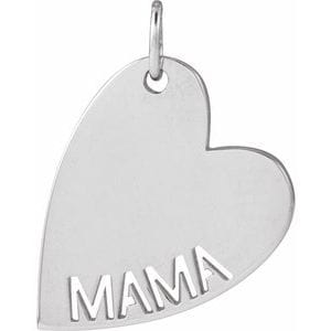 14K WHITE MAMA HEART PENDANT