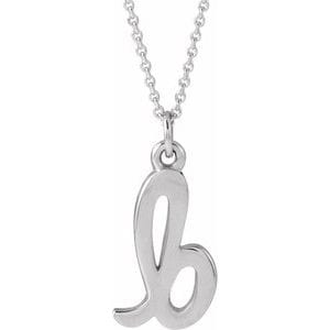 14K WHITE PETITE INITIAL B 16" NECKLACE