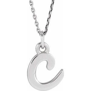 14K WHITE PETITE INITIAL C 16" NECKLACE