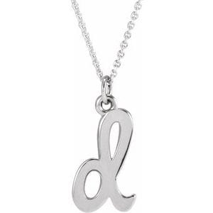 14K WHITE PETITE INITIAL D 16" NECKLACE