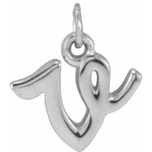14K WHITE PETITE INITIAL V PENDANT