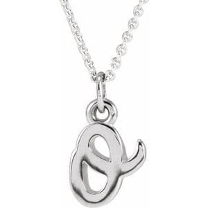 14K WHITE PETITE INITIAL O 16" NECKLACE