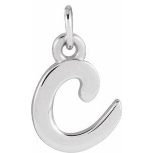 14K WHITE PETITE INITIAL C PENDANT