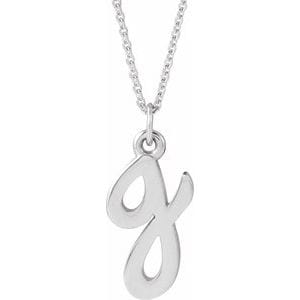14K WHITE PETITE INITIAL G 16" NECKLACE