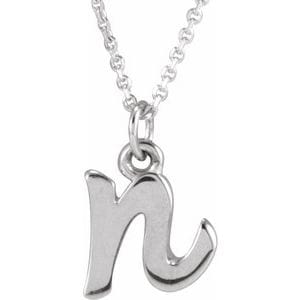 14K WHITE PETITE INITIAL N 16" NECKLACE