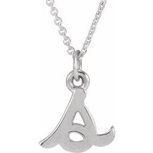 14K WHITE PETITE INITIAL S 16" NECKLACE
