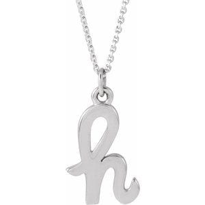 14K WHITE PETITE INITIAL H 16" NECKLACE
