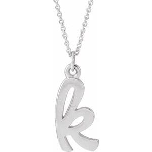 14K WHITE PETITE INITIAL K 16" NECKLACE