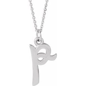 14K WHITE PETITE INITIAL P 16" NECKLACE