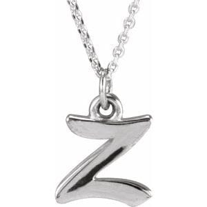14K WHITE PETITE INITIAL Z 16" NECKLACE