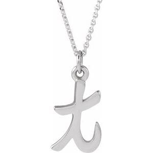 14K WHITE PETITE INITIAL T 16" NECKLACE