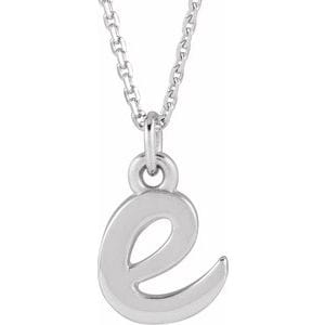14K WHITE PETITE INITIAL E 16" NECKLACE