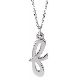 14K WHITE PETITE INITIAL F 16" NECKLACE