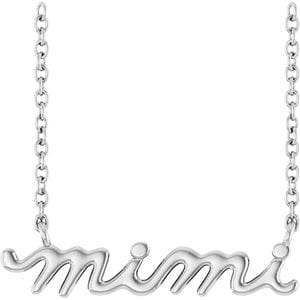 14K WHITE MIMI LOWERCASE SCRIPT 18" NECKLACE