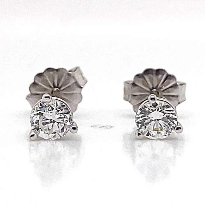 14K WHITE GOLD .46CT TW NATURAL DIAMOND ROUND BRILLIANT F-G/VS2-SI1 MARTINI STYLE STUD EARRINGS