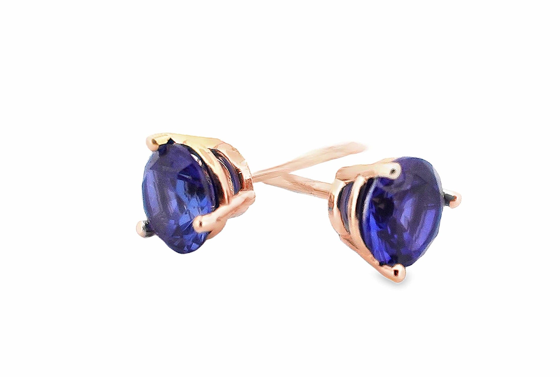 14KY 5.5MM ROUND LG BLUE SAPPHIRE 3-PRONG STUD EARRINGS