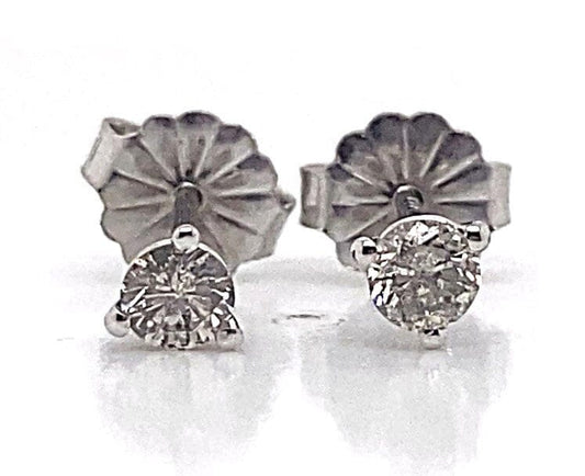 14K WHITE GOLD .25CT TW NATURAL DIAMOND ROUND BRILLIANT J/I1 MARTINI STYLE STUD EARRINGS