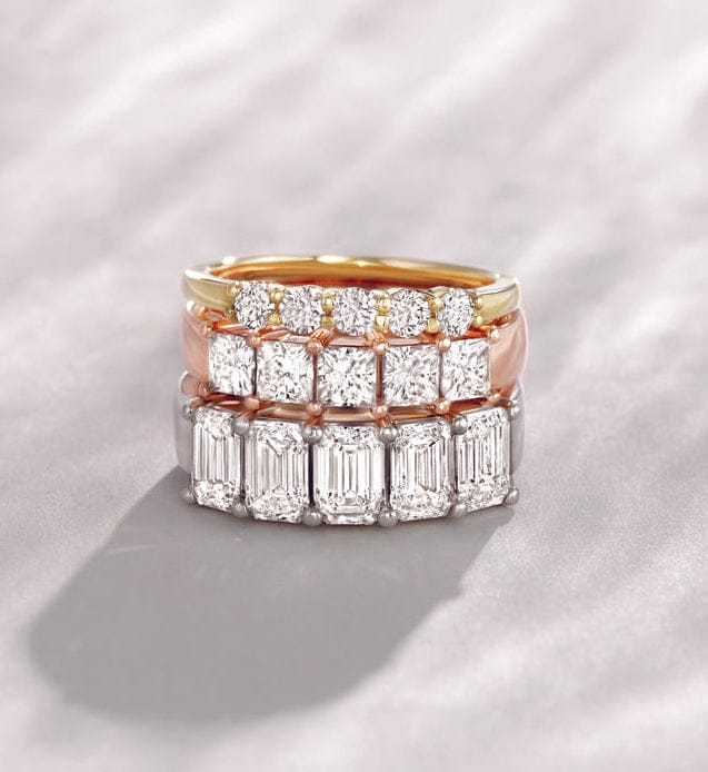 3 stacked anniversary wedding bands