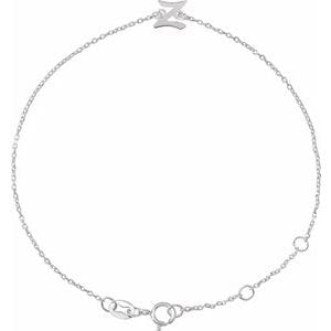 14K WHITE INITIAL Z 6 1/2-7 1/2" BRACELET