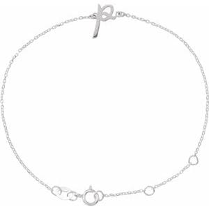 14K WHITE INITIAL P 6 1/2-7 1/2" BRACELET