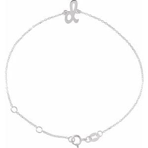 14K WHITE INITIAL D 6 1/2-7 1/2" BRACELET
