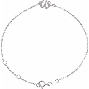 14K WHITE INITIAL W 6 1/2-7 1/2" BRACELET