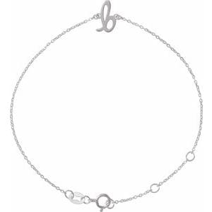 14K WHITE INITIAL B 6 1/2-7 1/2" BRACELET