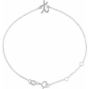 14K WHITE INITIAL T 6 1/2-7 1/2" BRACELET